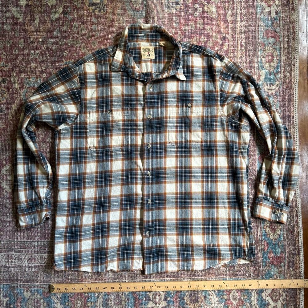 Red Head 2XL Men's Plaid Flannel Shirt - Blue and Brown 100% Cotton